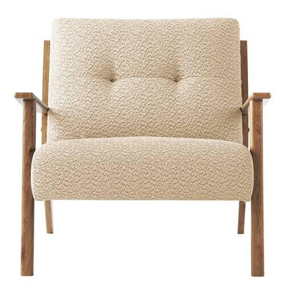 SESSEL in Bouclé Beige, Eichefarben  - Eichefarben/Beige, Natur, Holz/Textil (75/71/80cm) - home24