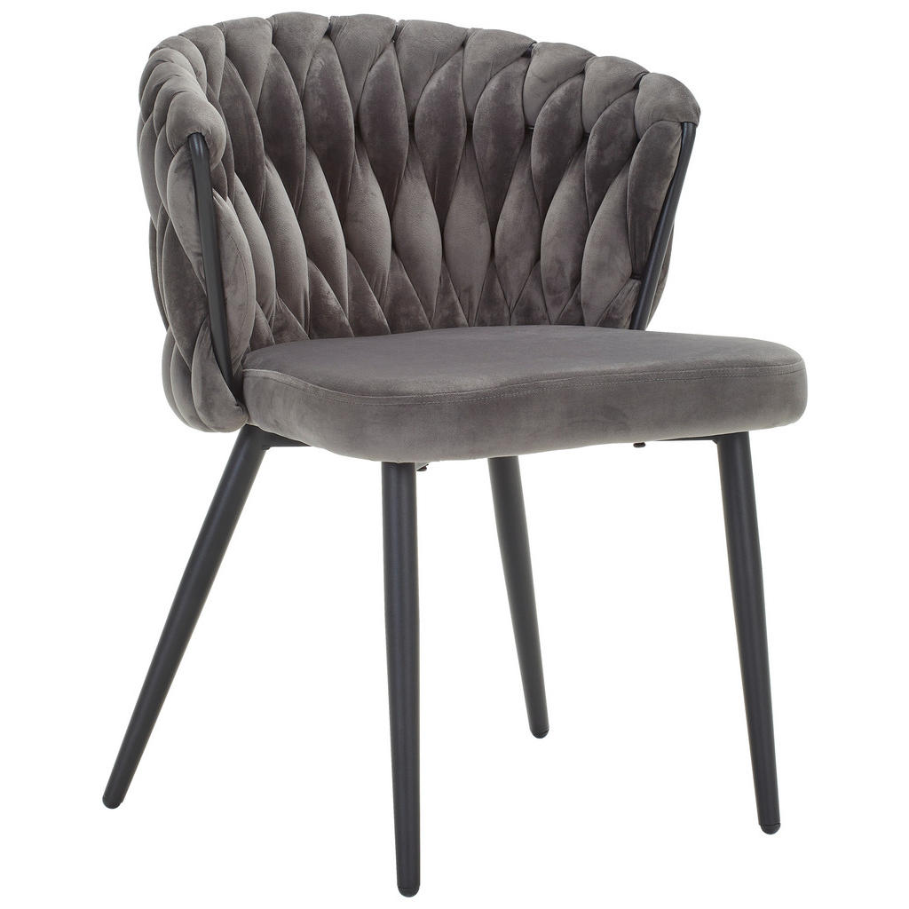 Stuhl Hardy Samt Grau B: 63 Cm