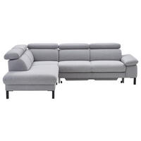 ECKSOFA in Flachgewebe Hellgrau  - Hellgrau/Schwarz, Design, Holzwerkstoff/Textil (217/272cm) - Pure Home Comfort