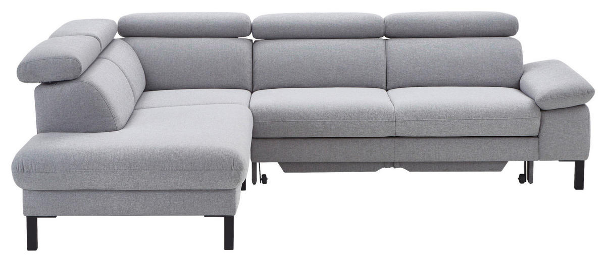 ECKSOFA in Flachgewebe Hellgrau  - Hellgrau/Schwarz, Design, Holzwerkstoff/Textil (217/272cm) - Pure Home Comfort