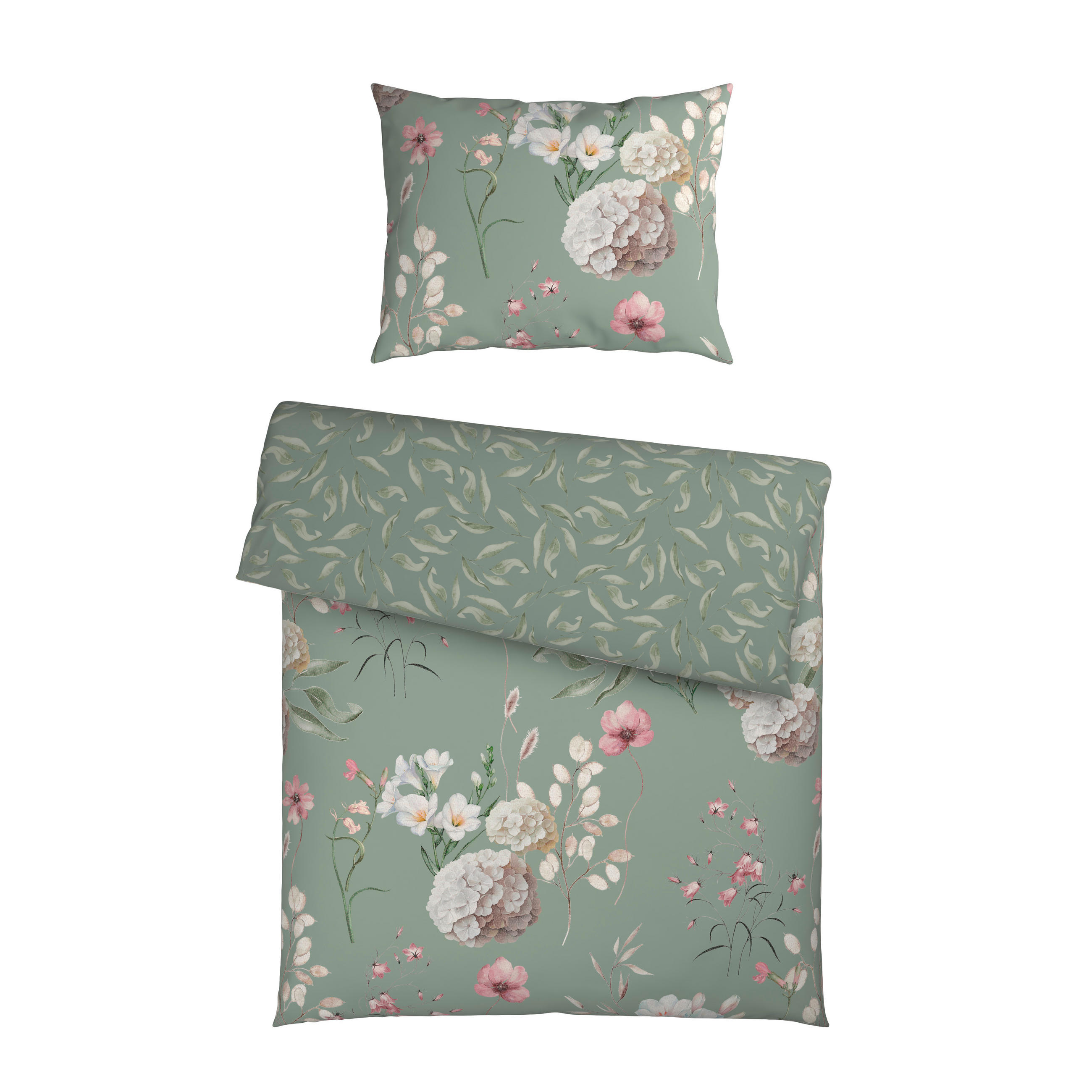 WENDEBETTWÄSCHE 2-teilig Flanell 140/200 cm  - Grün, KONVENTIONELL, Textil (140/200cm) - Esposa
