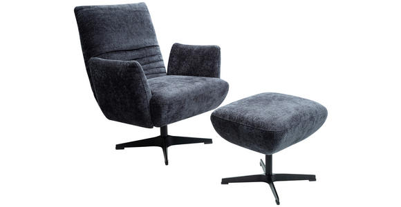 SESSEL in Chenille Dunkelblau  - Schwarz/Dunkelblau, Design, Textil/Metall (60/94/86cm) - Dieter Knoll