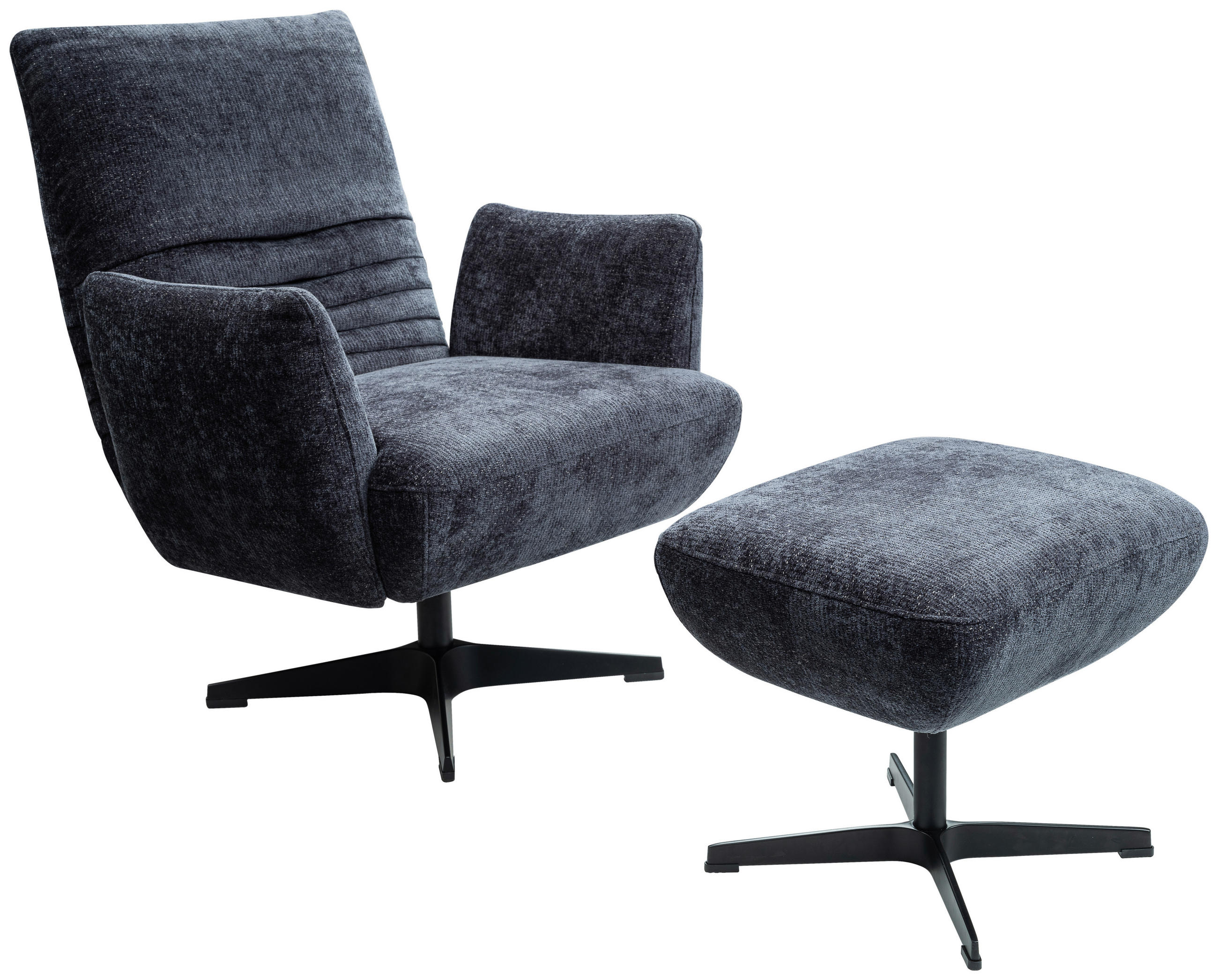 SESSEL in Chenille Dunkelblau  - Schwarz/Dunkelblau, Design, Textil/Metall (60/94/86cm) - Dieter Knoll