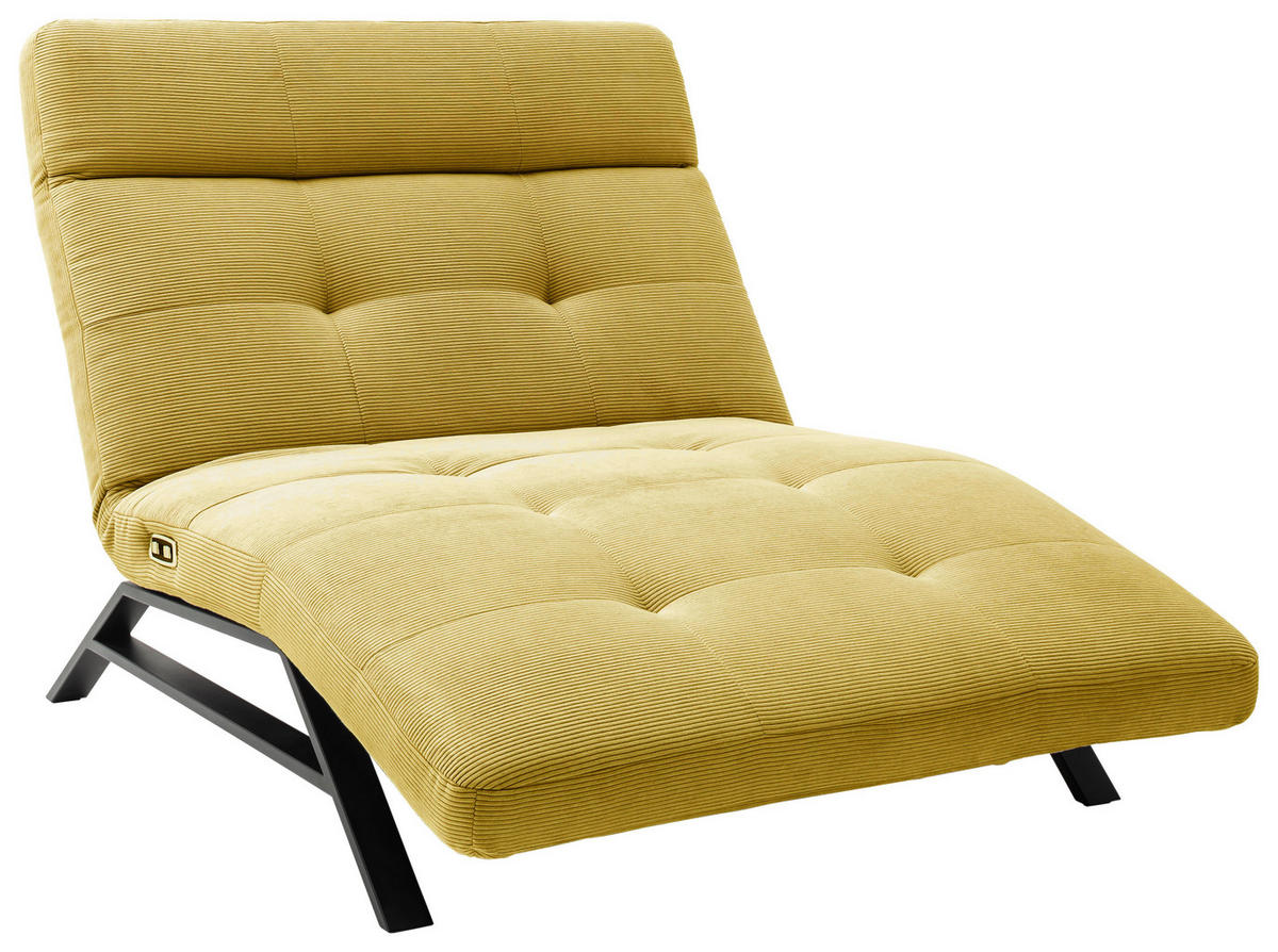 RELAXLIEGE in Feincord Hellgrün  - Schwarz/Hellgrün, Design, Textil/Metall (120/54-113/158-198cm) - Pure Home Lifestyle