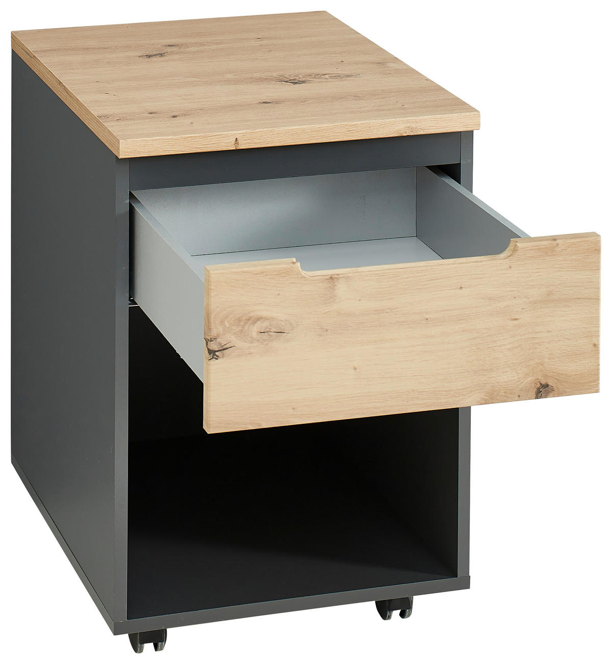 GÖRGŐS KONTÉNER - grafitszürke/Artisan tölgy, Modern, faalapú anyag (45/66/55cm) - Voleo