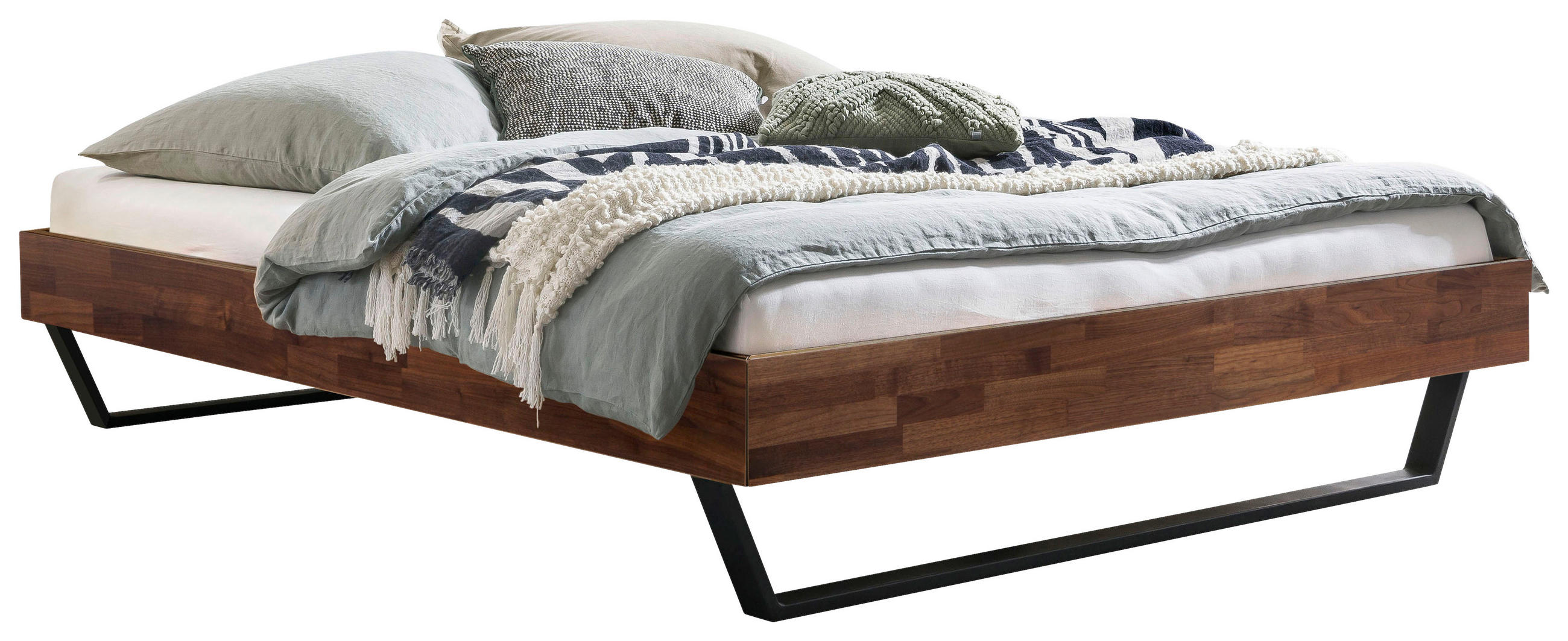 BETT 140/200 cm,  in Anthrazit, Nussbaumfarben  - Anthrazit/Nussbaumfarben, KONVENTIONELL, Holz/Metall (140/200cm) - Hasena