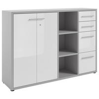 SIDEBOARD Texas 154,9/110/40 cm 4 Schublade(n)  - Hellgrau/Alufarben, MODERN, Glas/Holzwerkstoff (154,9/110/40cm) - Novel