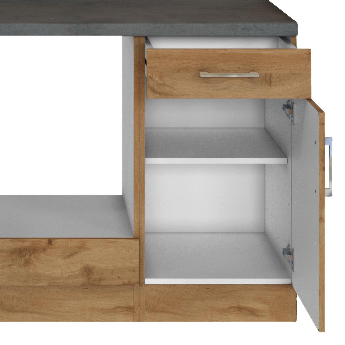 KÜCHENLEERBLOCK 210 cm   in Schieferfarben, Eiche Wotan  - Chromfarben/Schieferfarben, MODERN, Holzwerkstoff/Metall (210cm) - Held