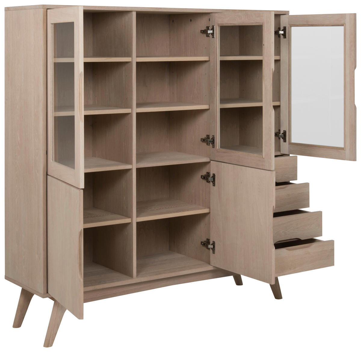 VITRINA, furnirano hrast barve hrasta - barve hrasta, Moderno, steklo/les (140/148/40cm) - MID.YOU