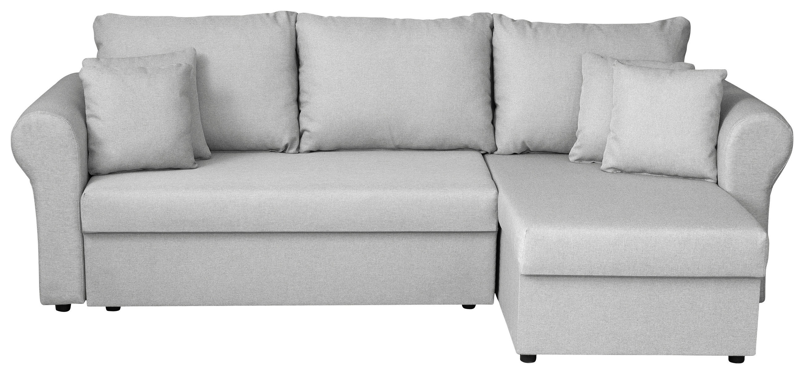 ECKSOFA in Flachgewebe Hellgrau  248/143 cm  - Hellgrau/Schwarz, Design, Kunststoff/Textil (248/143cm) - P & B