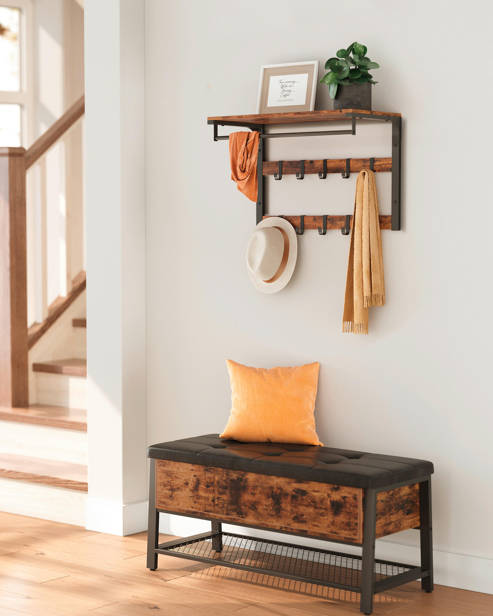 WANDGARDEROBE  in Braun, Schwarz  - Schwarz/Braun, Trend, Holzwerkstoff/Metall (65/42/30cm) - Boxxx