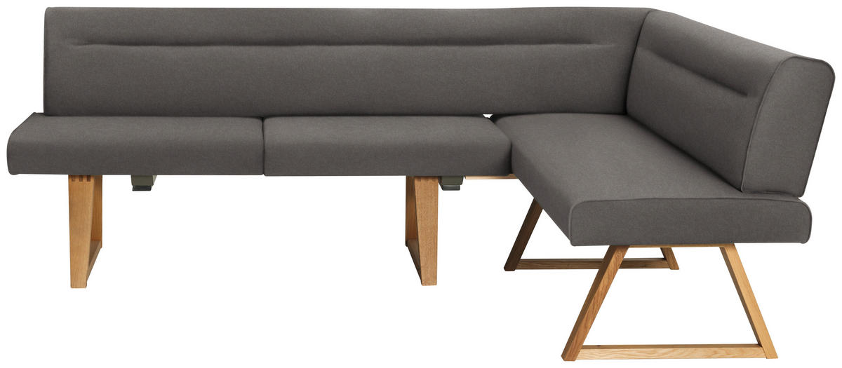 ECKBANK Textil, Holz Eichefarben, Dunkelgrau  - Eichefarben/Dunkelgrau, Konventionell, Holz/Textil (230/170cm) - Moderano
