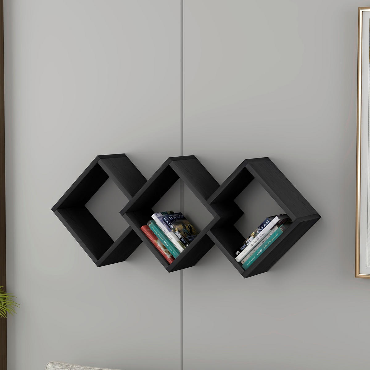 WANDREGAL Schwarz  - Schwarz, Design, Holzwerkstoff (102/42/20cm) - Livetastic