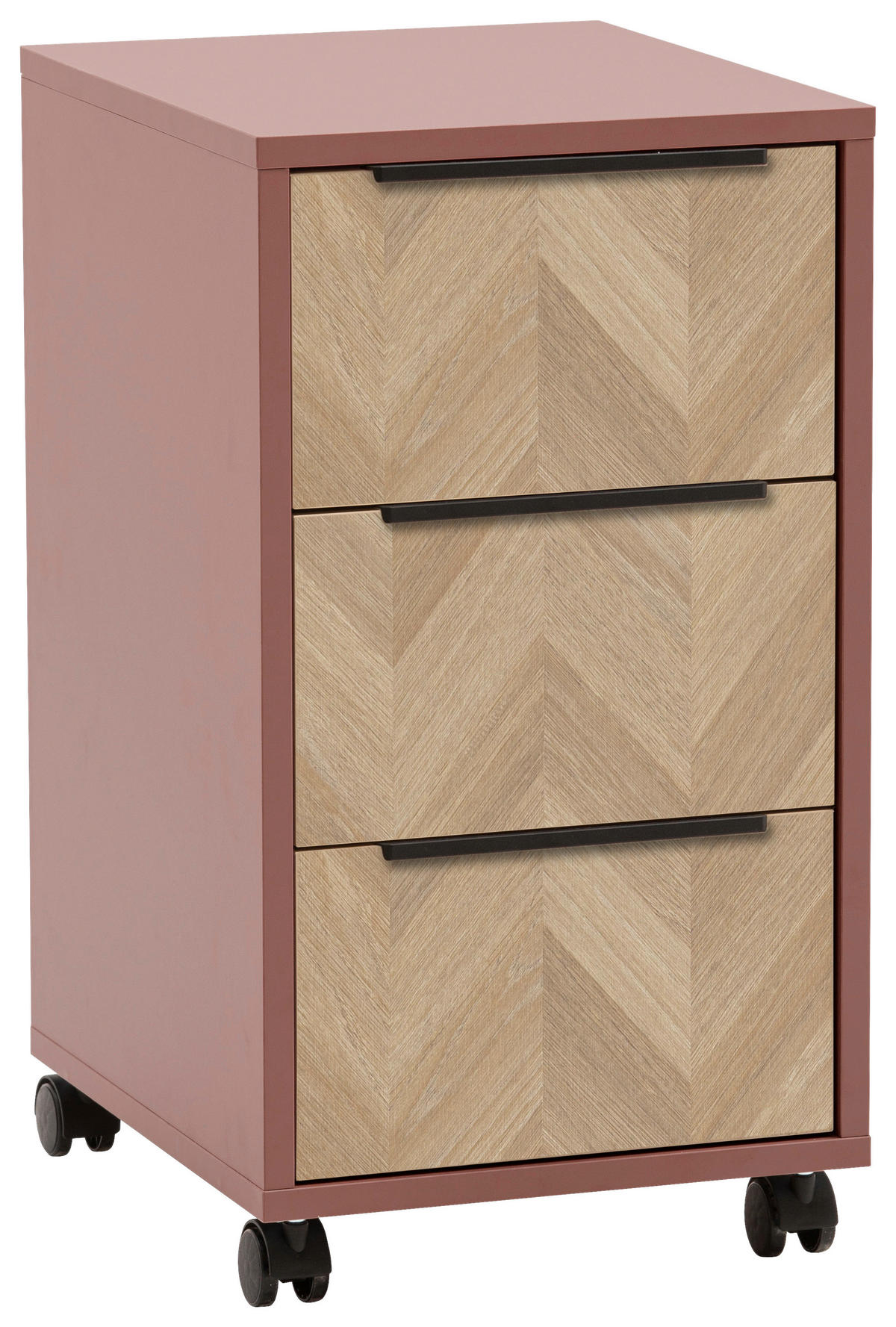 ROLLCONTAINER Eichefarben, Mauve  - Eichefarben/Mauve, Basics, Holzwerkstoff/Kunststoff (32,6/59,7/39,1cm) - MID.YOU