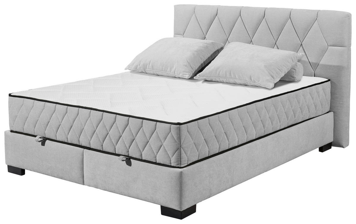 BOXBETT 160/200 cm  in Hellgrau  - Hellgrau/Schwarz, MODERN, Holzwerkstoff/Kunststoff (160/200cm) - MID.YOU