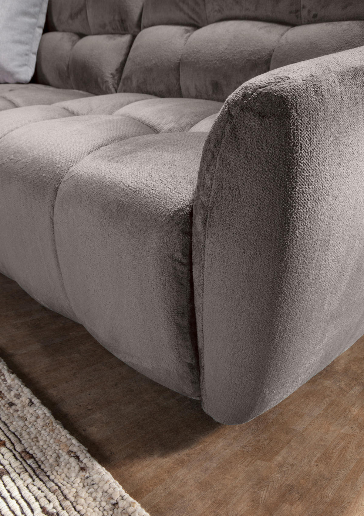 ECKSOFA Grau Flachgewebe  - Schwarz/Grau, MODERN, Kunststoff/Textil (275/235cm) - Landscape