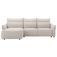 ECKSOFA Creme Webstoff Rückenkissen, Bettkasten, Schlaffunktion, Rücken echt, Liegefläche im Originalstoff  - Creme/Schwarz, KONVENTIONELL, Kunststoff/Textil (179/306cm) - Milino