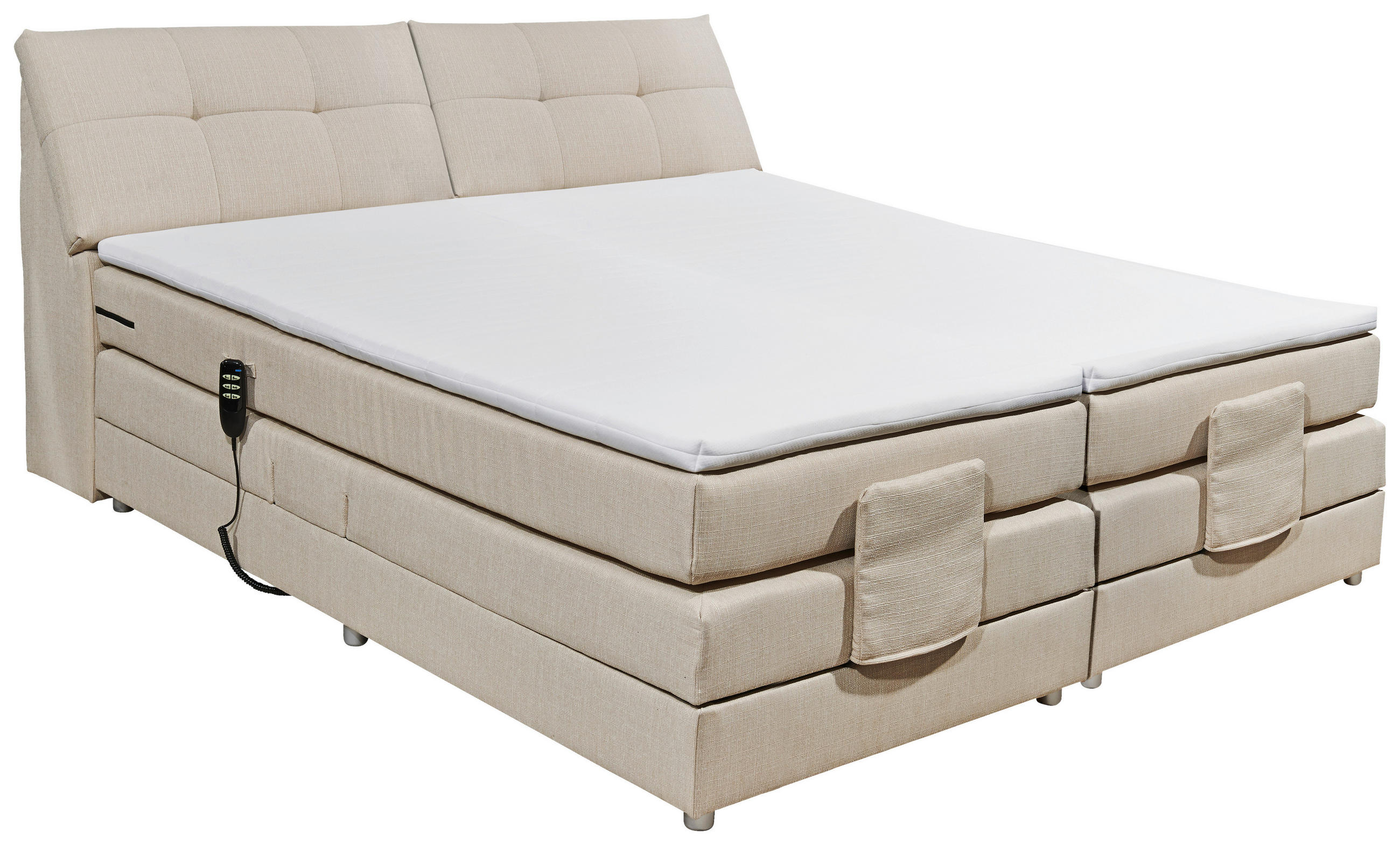 BOXSPRINGBETT 180/200 cm in Creme - Silberfarben/Creme, Design, Kunststoff/Textil (180/200cm) - Esposa