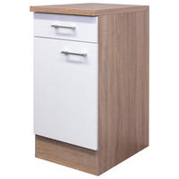 KÜCHENUNTERSCHRANK 40/85/57 cm  in Weiß, Sonoma Eiche  - Alufarben/Weiß, KONVENTIONELL, Holzwerkstoff/Kunststoff (40/85/57cm) - FlexWell
