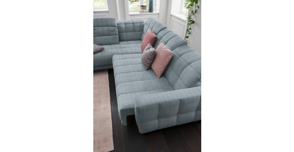 ECKSOFA  in Webstoff Hellblau  216/302 cm  - Schwarz/Hellblau, Design, Holz/Textil (216/302cm) - Xora