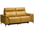 3-SITZER-SOFA  in Echtleder Currygelb   - Currygelb/Schwarz, Design, Leder/Metall (207/107/98cm) - Belluti