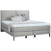 BOXSPRINGBETT 160/200 cm  in Hellgrau  - Hellgrau/Schwarz, Konventionell, Textil/Metall (160/200cm) - Dieter Knoll