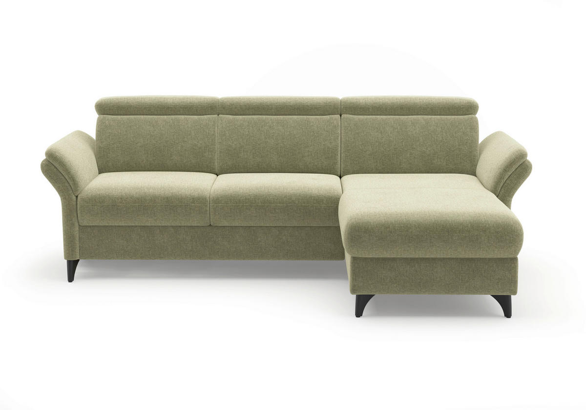 ECKSOFA GLENDALE E Hellgrün Flachgewebe  - Schwarz/Hellgrün, KONVENTIONELL, Textil/Metall (253/166cm) - Sit & More