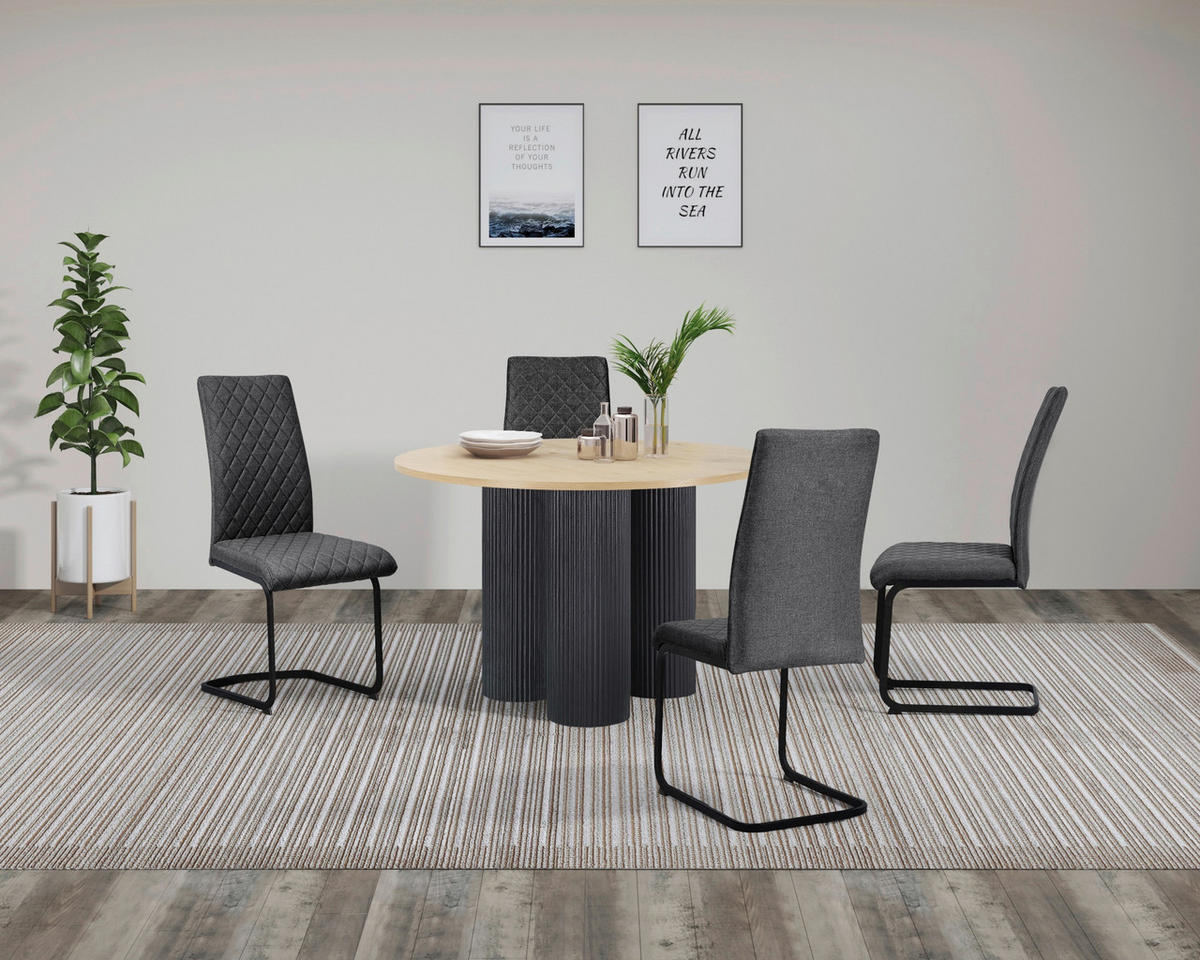 SCHWINGSTUHL-SET 2 Stück  in Eisen Webstoff  - Anthrazit/Schwarz, MODERN, Textil/Metall (45/97/61cm) - MID.YOU