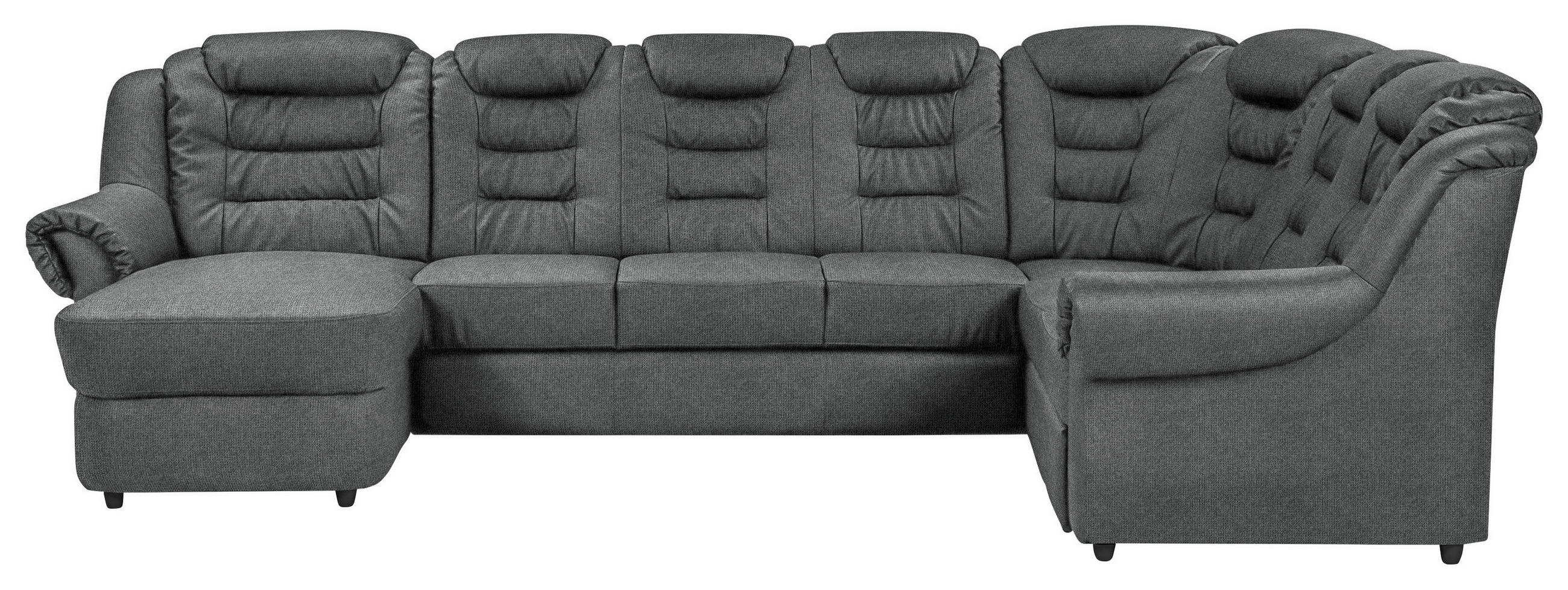 WOHNLANDSCHAFT Dunkelgrau Chenille  - Dunkelgrau/Schwarz, KONVENTIONELL, Kunststoff/Textil (165/333/216cm) - Livetastic