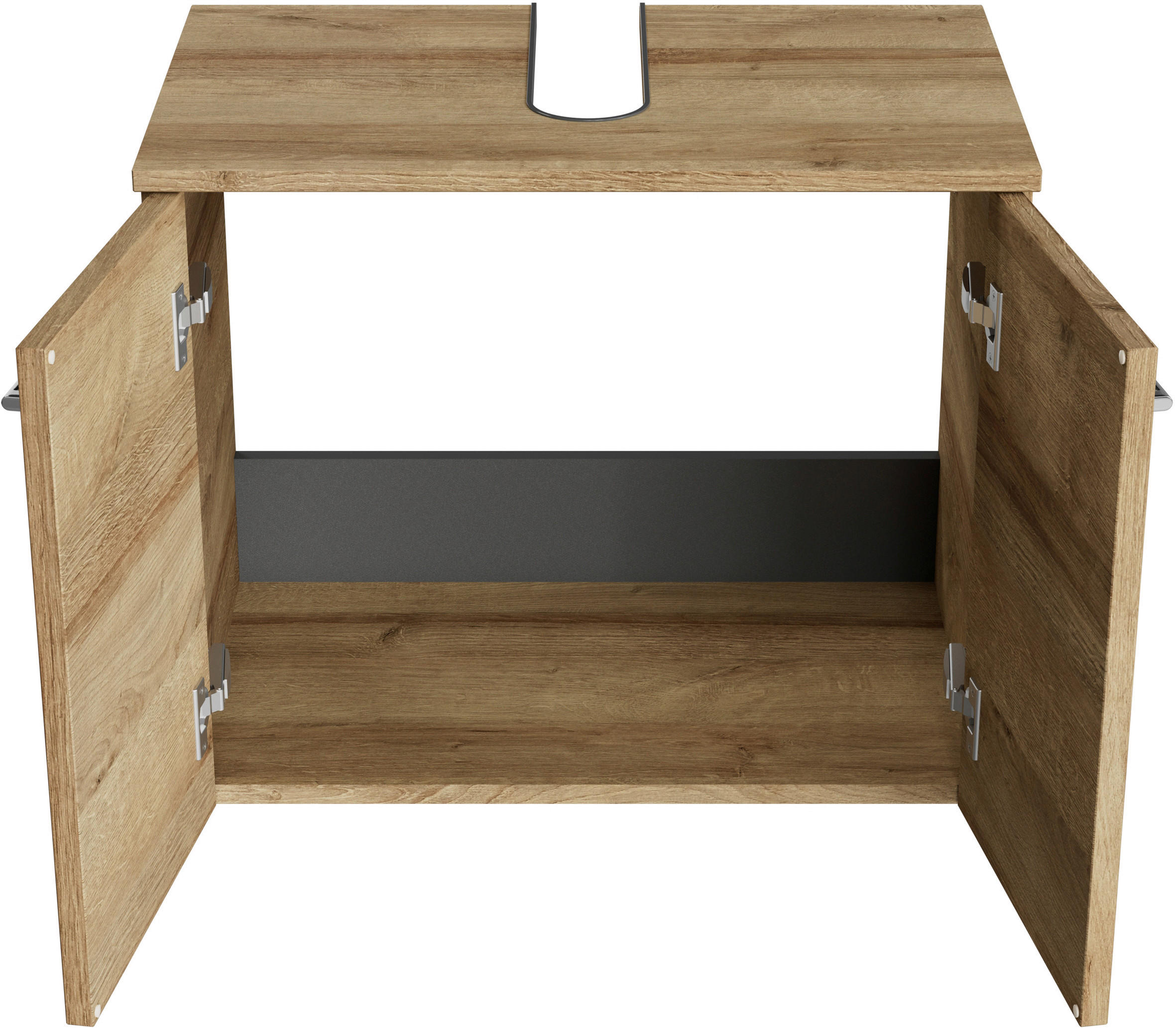 WASCHBECKENUNTERSCHRANK 60/49,8/38,3 cm  - Chromfarben/Hellbraun, KONVENTIONELL, Holzwerkstoff/Metall (60/49,8/38,3cm) - Sadena