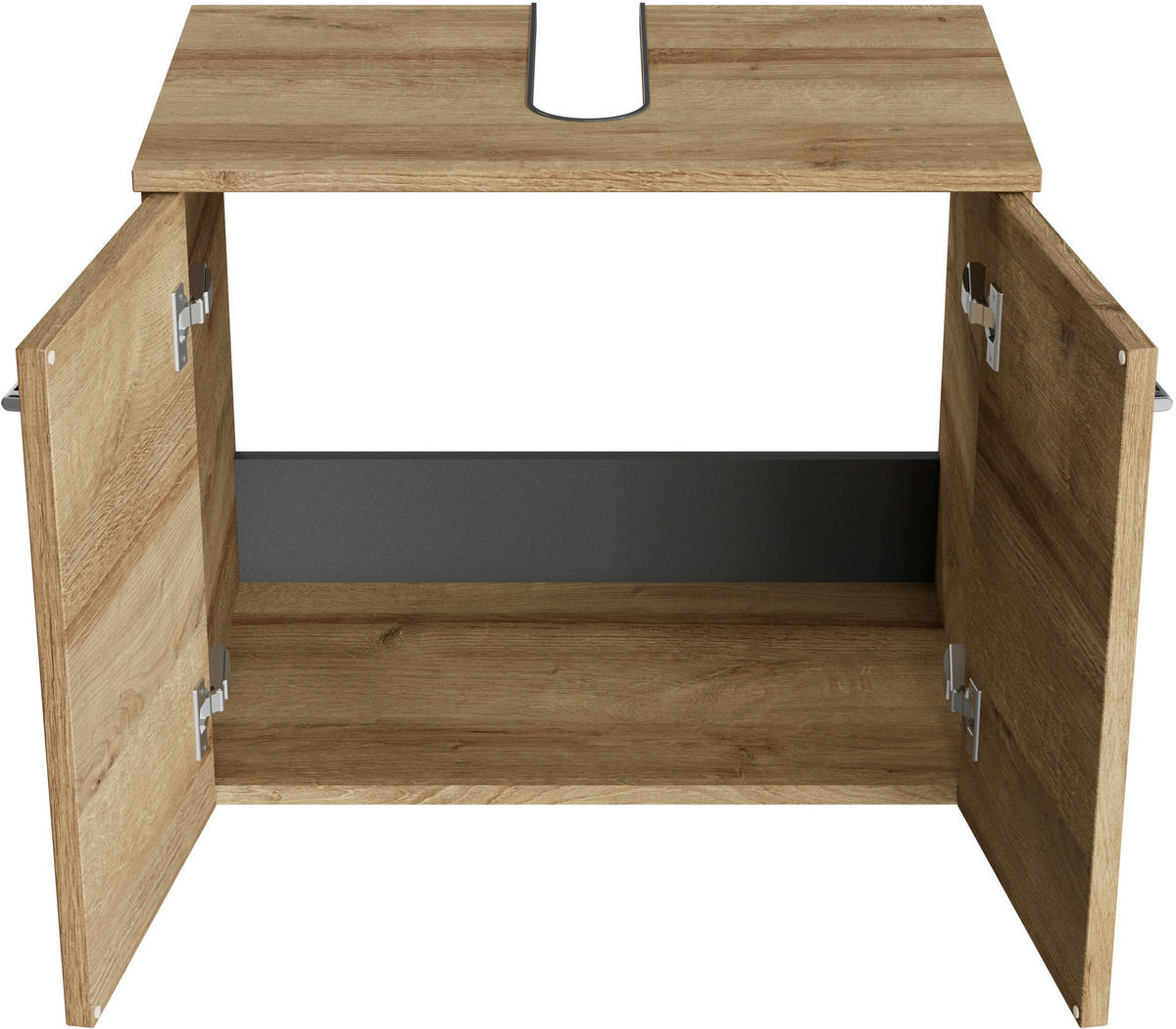 WASCHBECKENUNTERSCHRANK 60/49,8/38,3 cm  - Chromfarben/Hellbraun, KONVENTIONELL, Holzwerkstoff/Metall (60/49,8/38,3cm) - Sadena