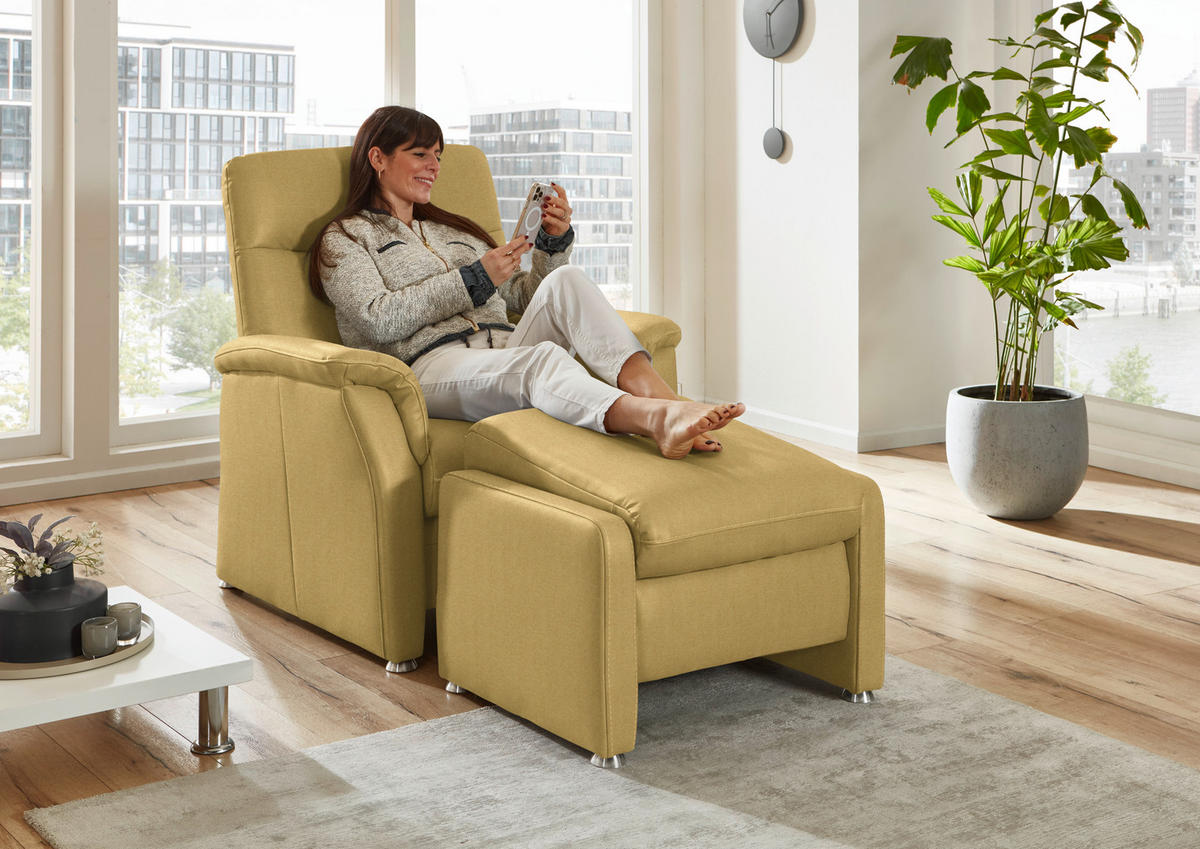SESSEL in Flachgewebe Gelb  - Gelb/Alufarben, KONVENTIONELL, Textil/Metall (90/100/89cm) - Beldomo Comfort