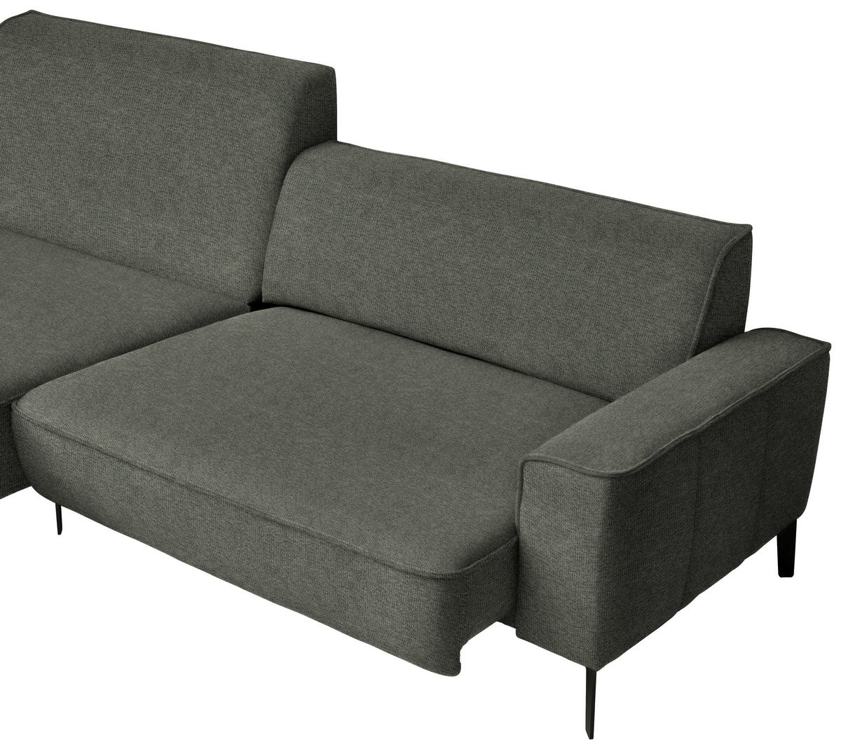 ECKSOFA in Flachgewebe Dunkelgrün  190/285 cm  - Dunkelgrün/Schwarz, Design, Textil/Metall (190/285cm) - Johann Jakob