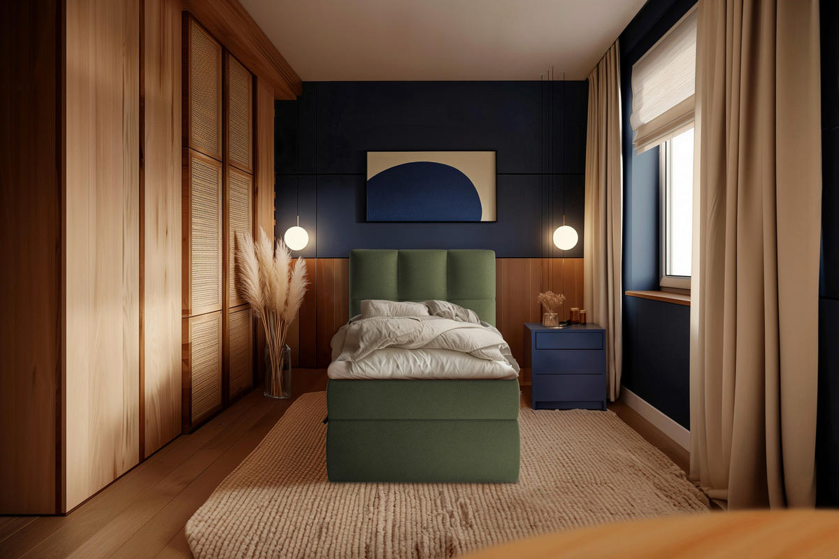 BOXBETT 90/200 cm  in Dunkelgrün  - Dunkelgrün/Schwarz, MODERN, Holz/Holzwerkstoff (90/200cm) - MID.YOU