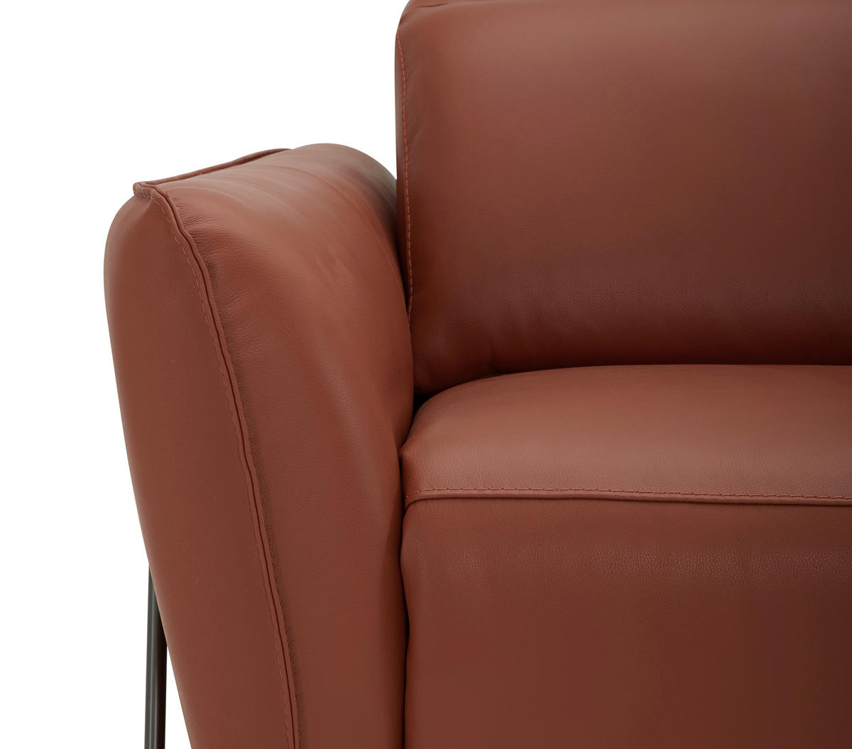 3-SITZER-SOFA Echtleder Cognac  - Cognac/Schwarz, LIFESTYLE, Leder/Metall (198/83/107/111cm) - Livetastic