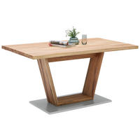 JEDILNA MIZA, masivno hrast barve hrasta  - barve kroma/srebrne barve, Natur, kovina/les (160/90/78,5cm) - Linea Natura