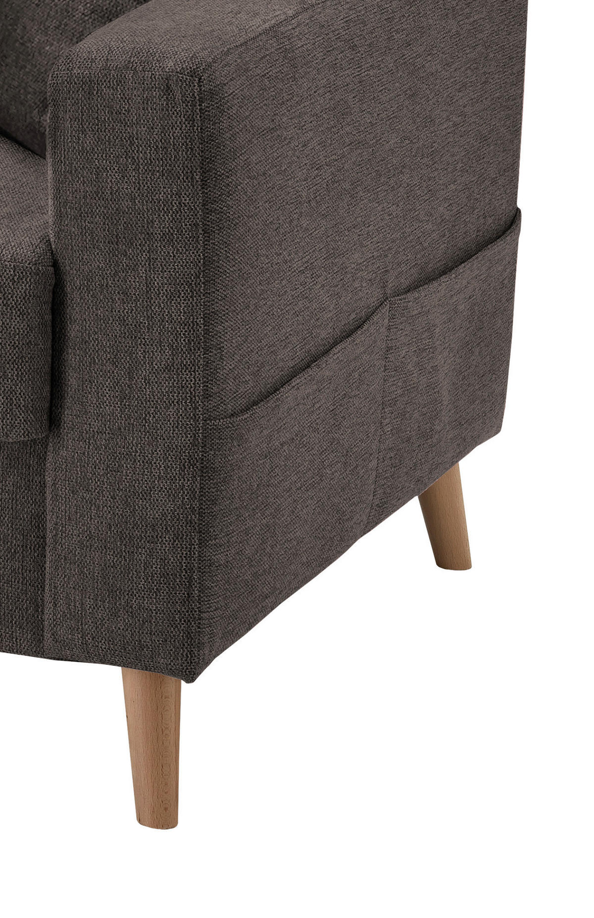 ECKSOFA in Struktur Braun  150/228 cm  - Naturfarben/Braun, KONVENTIONELL, Holz/Textil (150/228cm) - P & B
