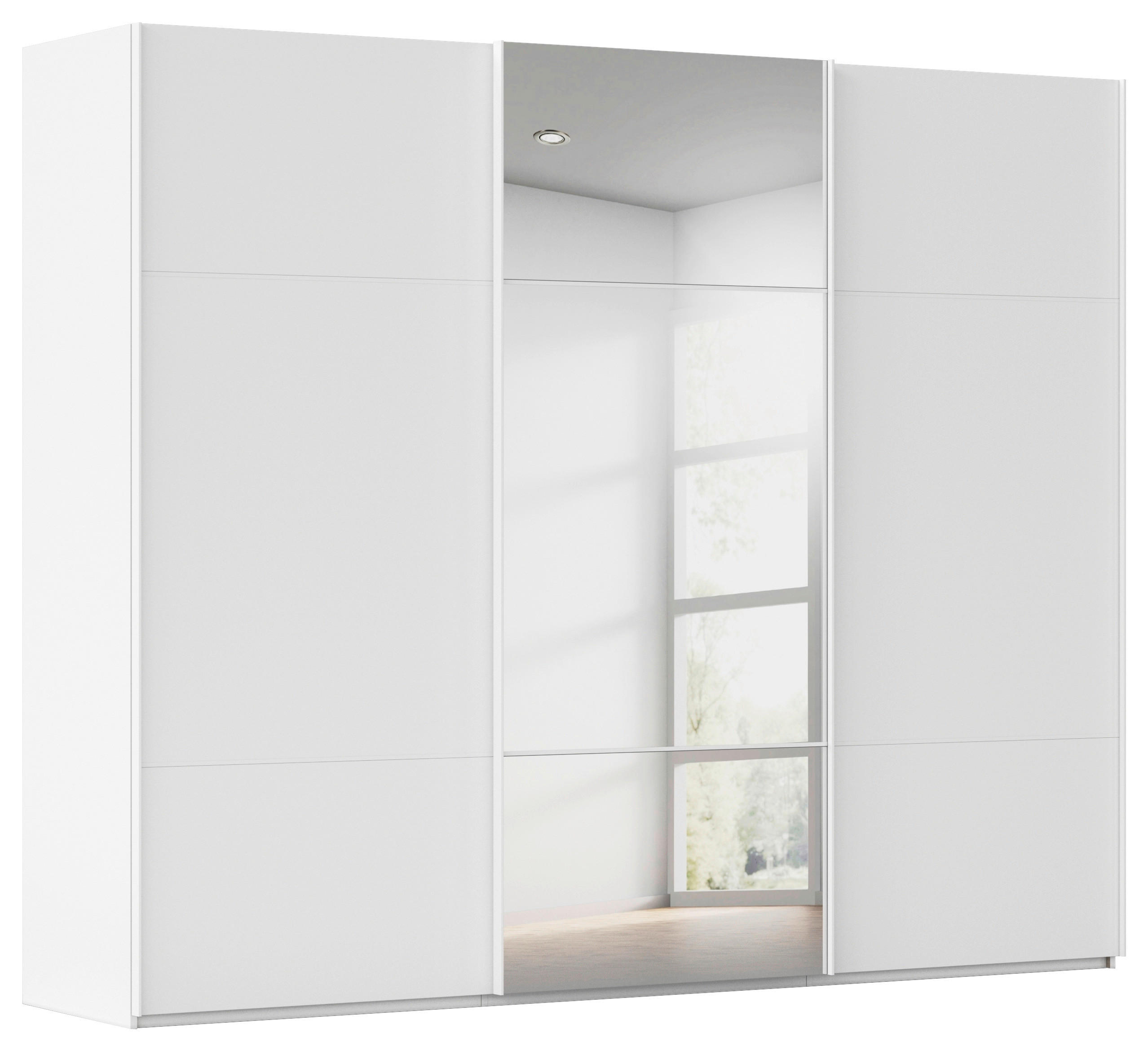 SCHWEBETÜRENSCHRANK 271/223/68 cm 3-türig Weiß  - Weiß, KONVENTIONELL, Glas/Holzwerkstoff (271/223/68cm) - Novel