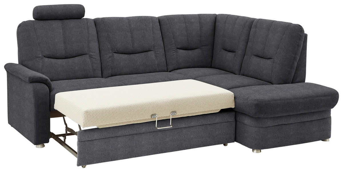 ECKSOFA  in Chenille Dunkelgrau  235/185 cm  - Dunkelgrau/Schwarz, KONVENTIONELL, Kunststoff/Textil (235/185cm) - Beldomo Comfort