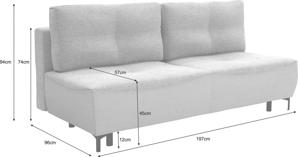 SCHLAFSOFA  mit Schlafen auf Sitzhöhe, Rücken echt Struktur Blau  - Blau/Schwarz, Design, Textil/Metall (197/94/96cm) - MID.YOU