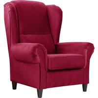 OHRENSESSEL in Plüsch Bordeaux  - Bordeaux/Schwarz, Design, Holz/Textil (94/112/92cm) - MID.YOU