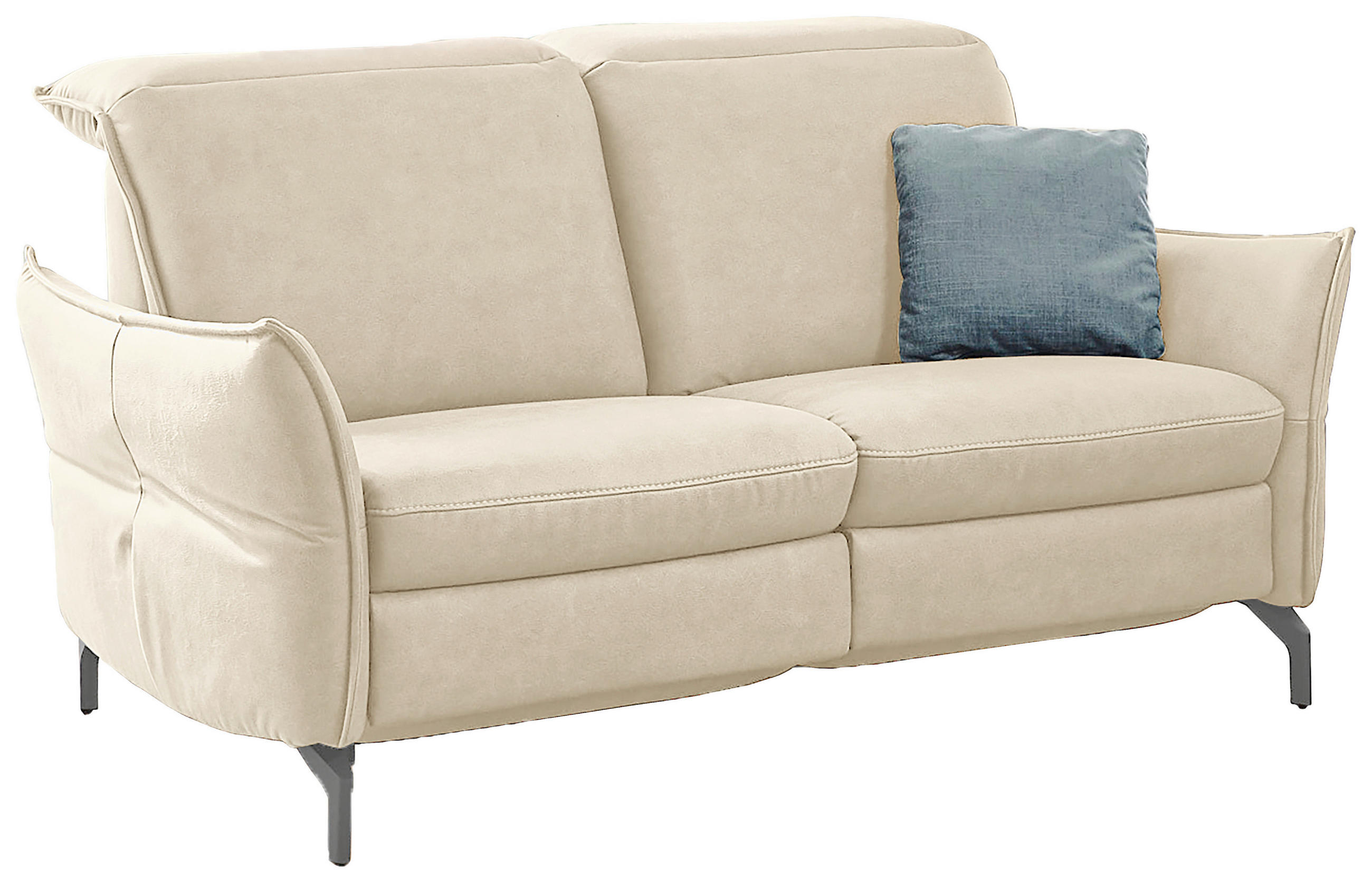 2-SITZER-SOFA Lederlook (vegan) Beige  - Beige/Schwarz, MODERN, Textil/Metall (154/89/109cm) - Livetastic
