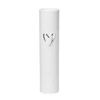 VASE  - Weiss/Silberfarben, Basics, Keramik (17cm) - Räder