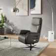 RELAXSESSEL in Leder Dunkelgrau  - Dunkelgrau/Schwarz, Design, Leder/Metall (70/117/85cm) - Dieter Knoll