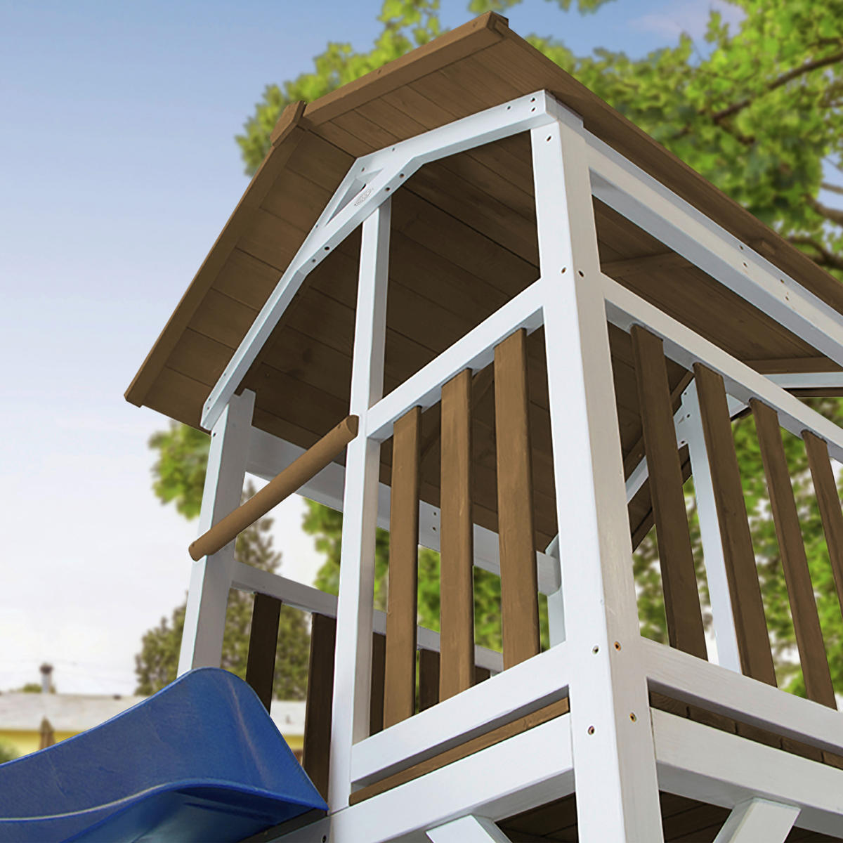 AXI Beach Tower Double Swing 349/241,90/356,60 cm  - Blau/Braun, KONVENTIONELL, Holz (349/241,90/356,60cm) - Ambia Garden