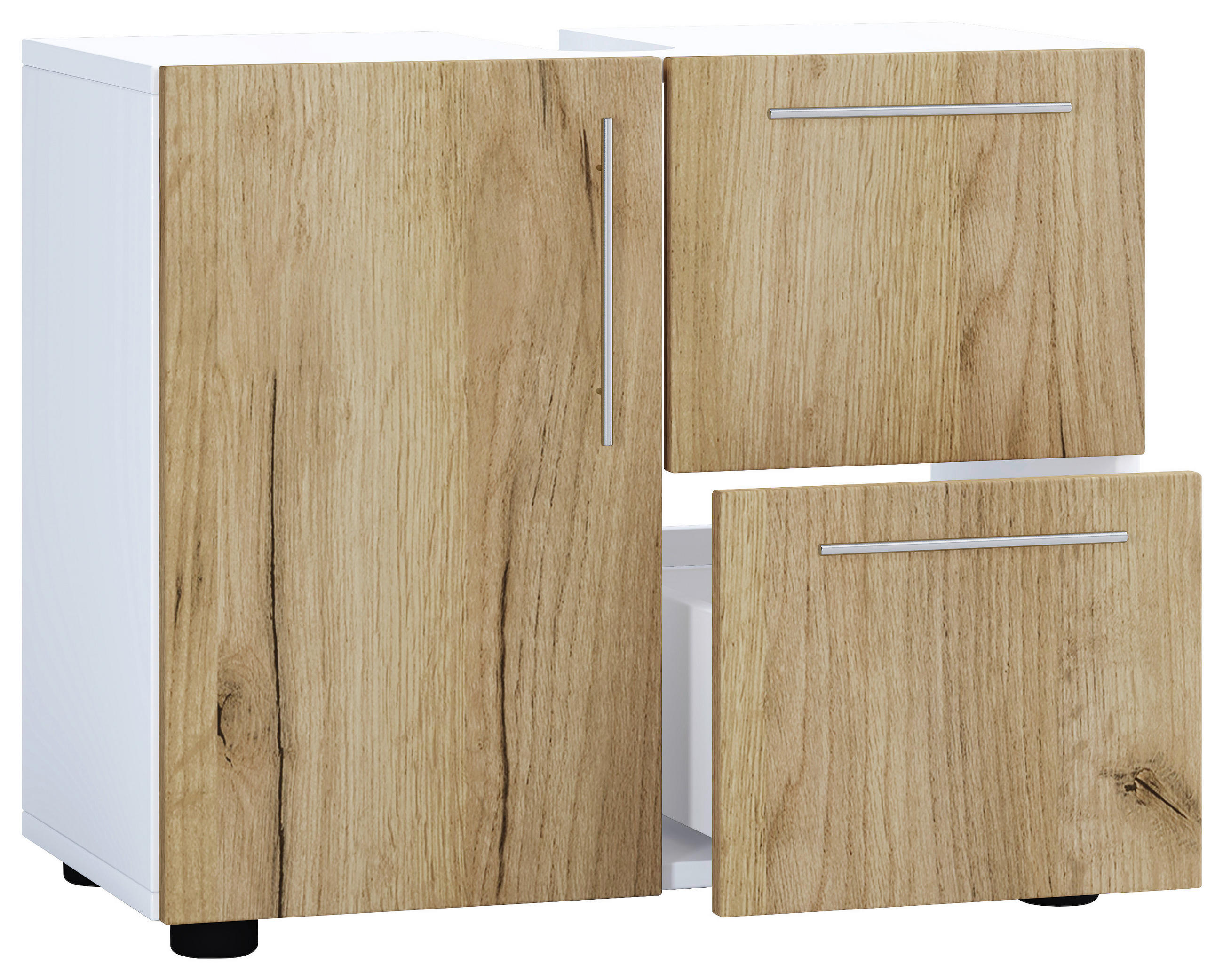 WASCHBECKENUNTERSCHRANK 61/51/32 cm  - Honigeiche/Silberfarben, MODERN, Holzwerkstoff/Kunststoff (61/51/32cm) - MID.YOU