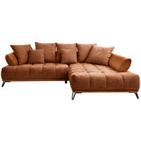 ECKSOFA Kupferfarben Chenille Zierkissen, Rückenkissen, Rücken echt  - Schwarz/Kupferfarben, MODERN, Textil/Metall (262/184cm) - MID.YOU