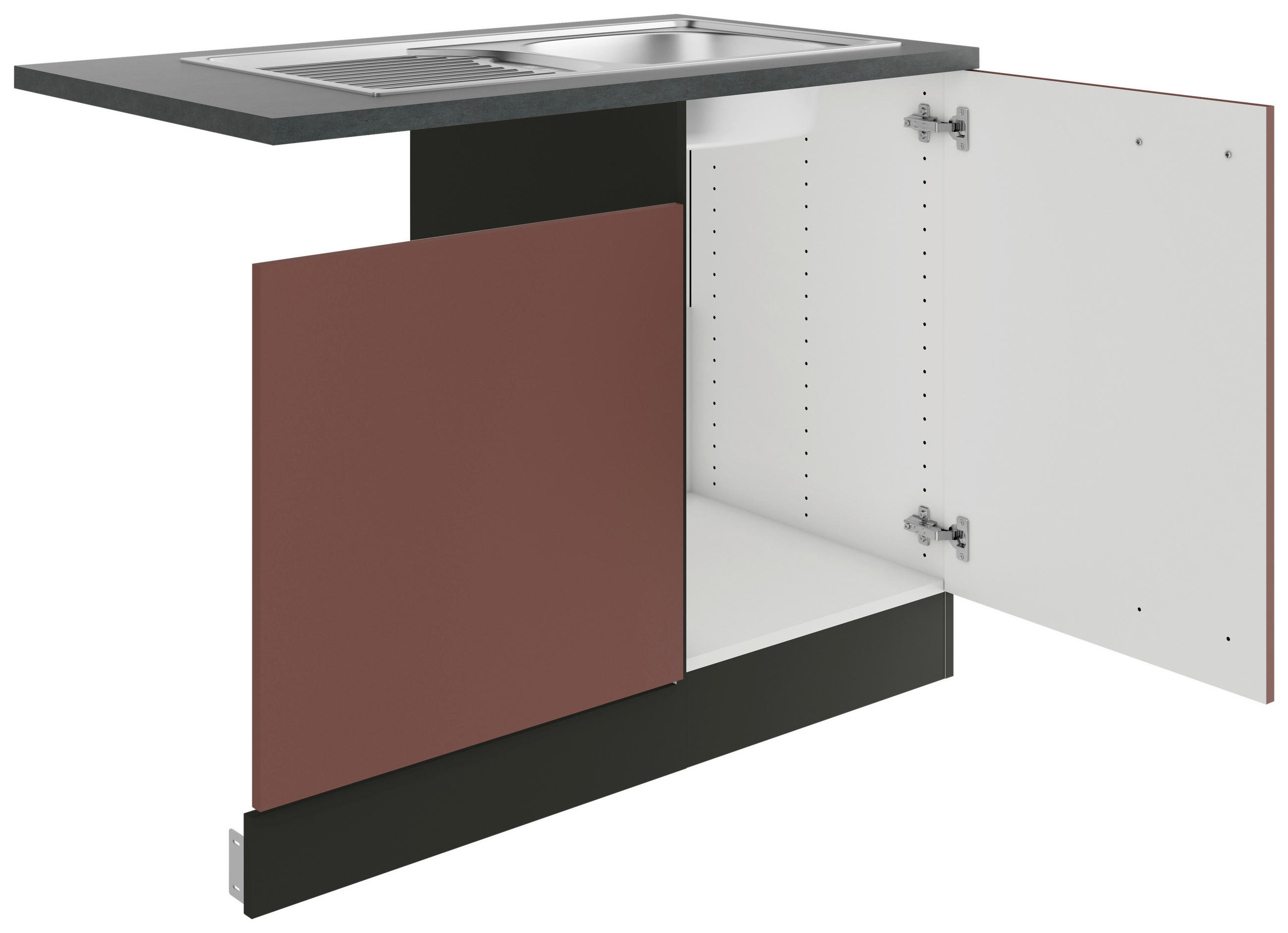 SPÜLENUNTERSCHRANK 110/84,8/60 cm  in Rotbraun  - Rotbraun/Anthrazit, Basics, Holzwerkstoff/Metall (110/84,8/60cm) - Optifit