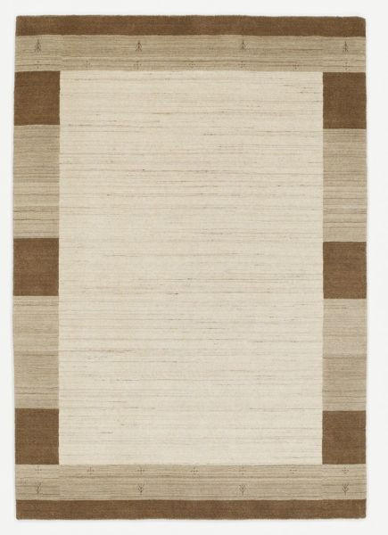WOLLTEPPICH 90/160 cm Alagis Border Naturfarben, Beige  - Beige/Naturfarben, KONVENTIONELL, Textil (90/160cm) - Cazaris