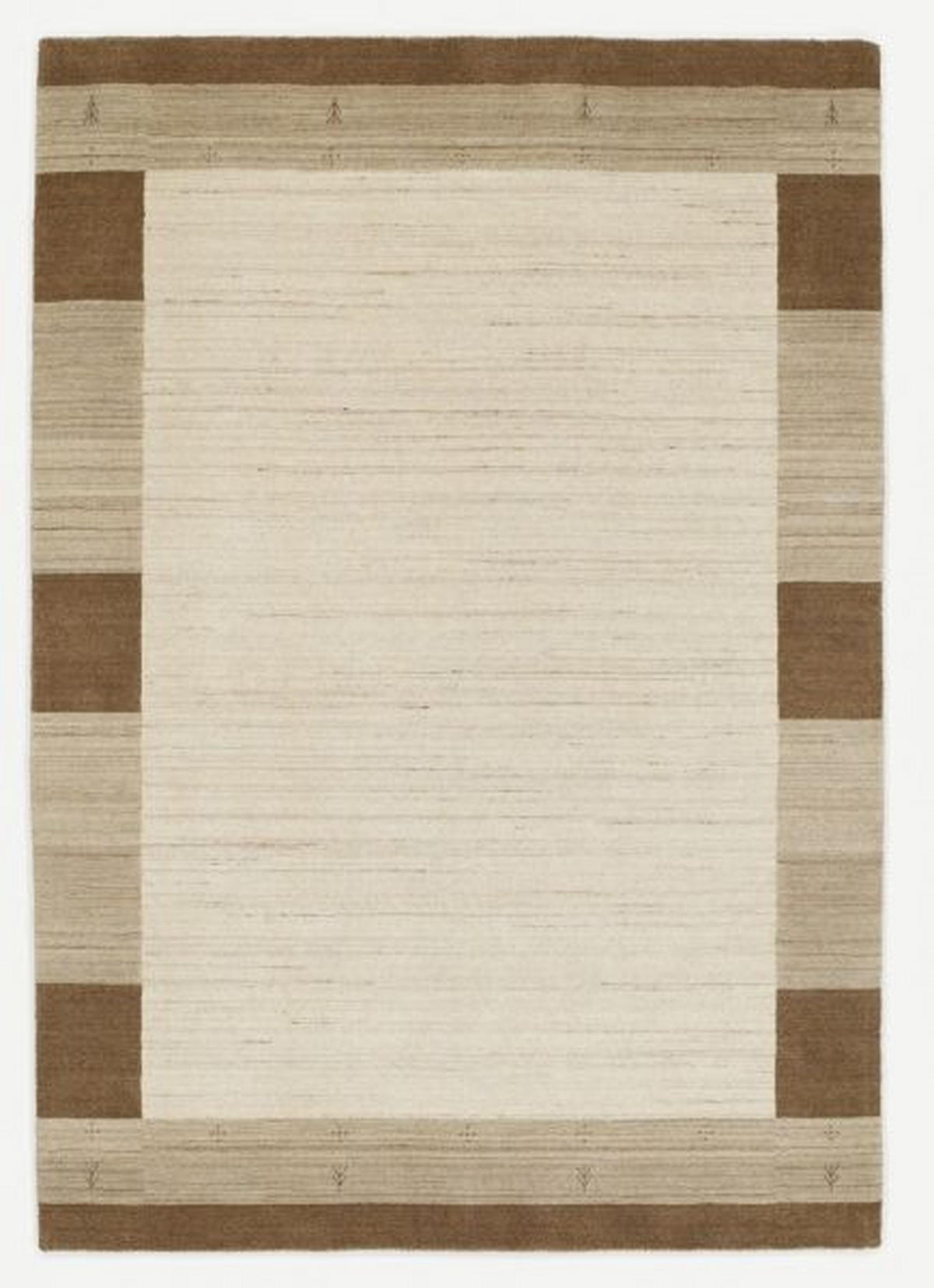 WOLLTEPPICH 90/160 cm Alagis Border Naturfarben, Beige  - Beige/Naturfarben, KONVENTIONELL, Textil (90/160cm) - Cazaris